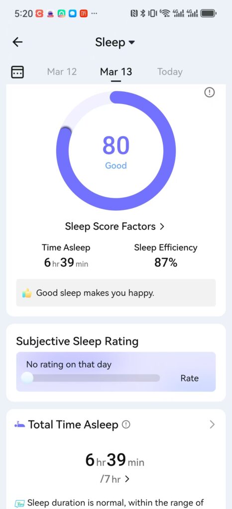 sleep data from ringconn